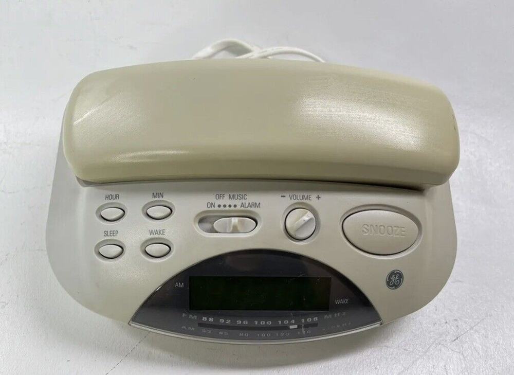 General Electric Alarm Clock LCD AM/FM Radio Telephone GE 2-9291A